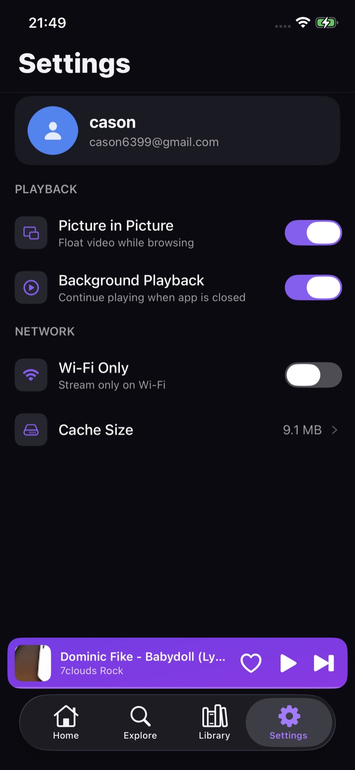 PlyTube settings page